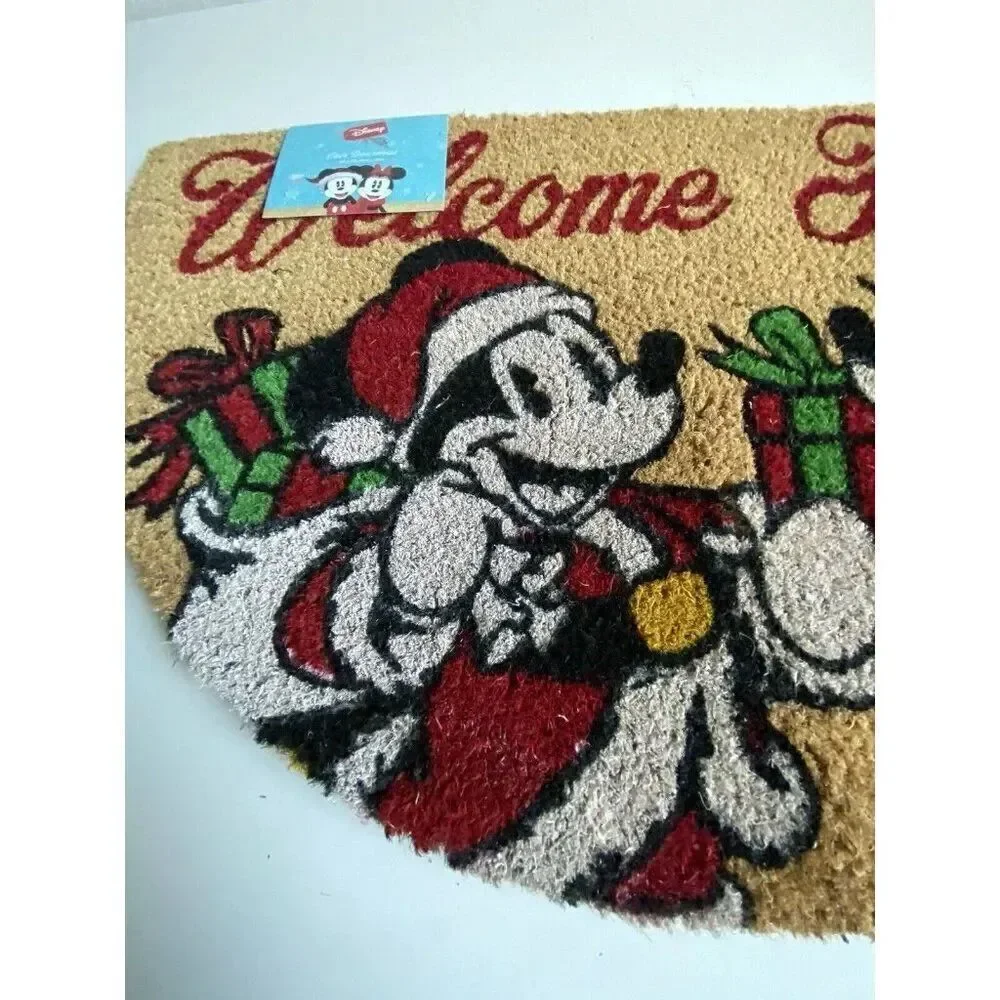 Disney Mickey Minnie Mouse Christmas Holiday  Coir Door Mat 18 X 30” Outdoor NEW